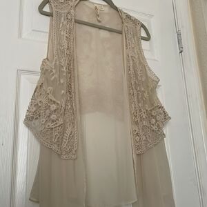 Adiva Cream Lace Vest